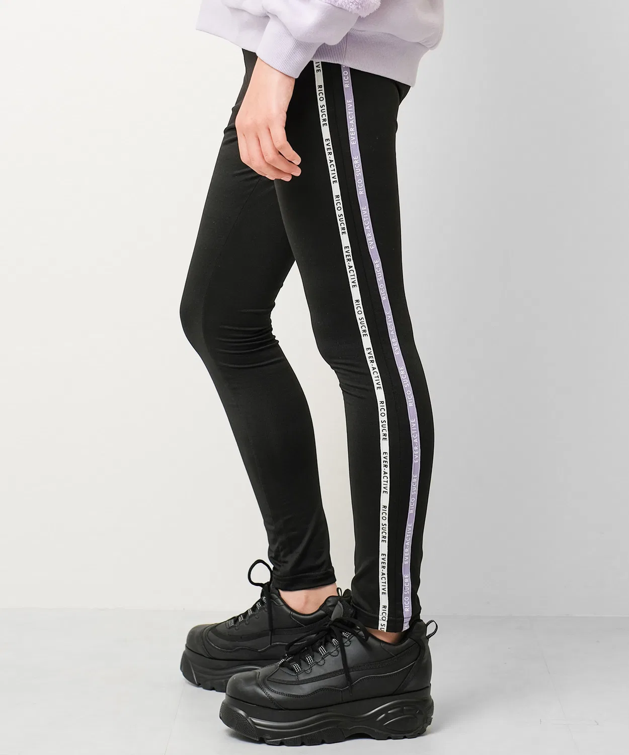 Детские леггинсы с лампасами, флисовые, модель Side Line RiCO SUCRE, Black Purple