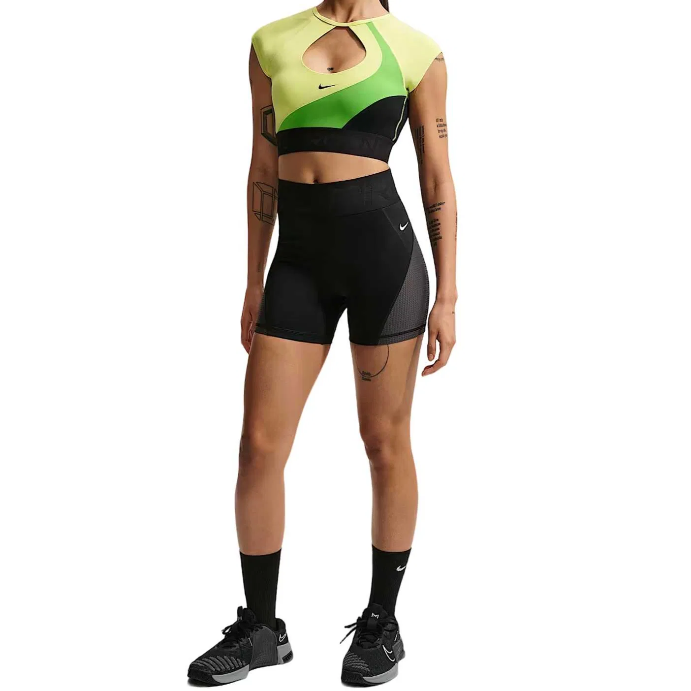 Спортивное белье для фитнеса Nike Pro, Medium Green/Black/Light Lemon/Black — фото 4
