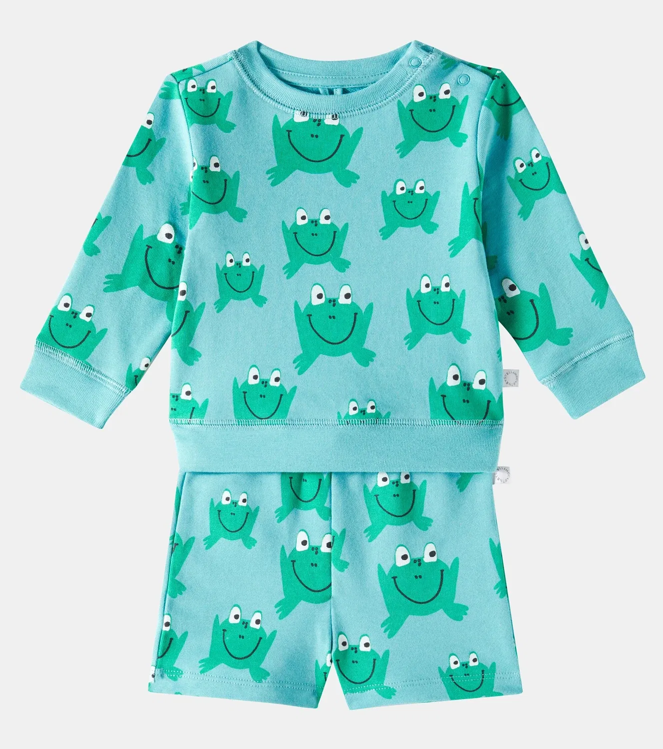 Комплект из толстовки и шорт хлопковый Stella Mccartney Kids, зеленый — фото 2