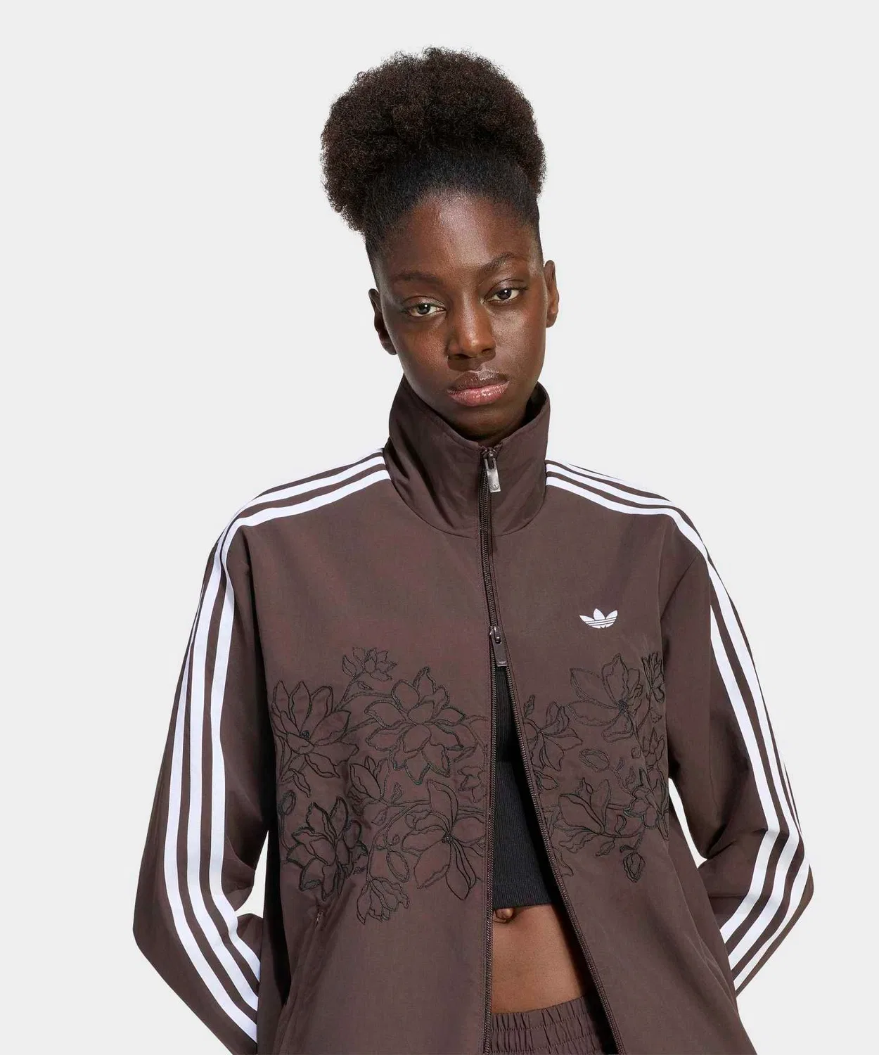 Женская куртка-трактор с цветочным принтом, свободного кроя Adidas Originals, Brown — фото 3