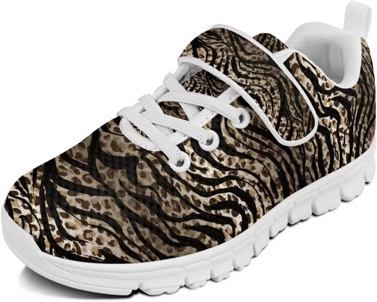 Детские кроссовки с принтом коровы Howilath, Brown Zebra Print