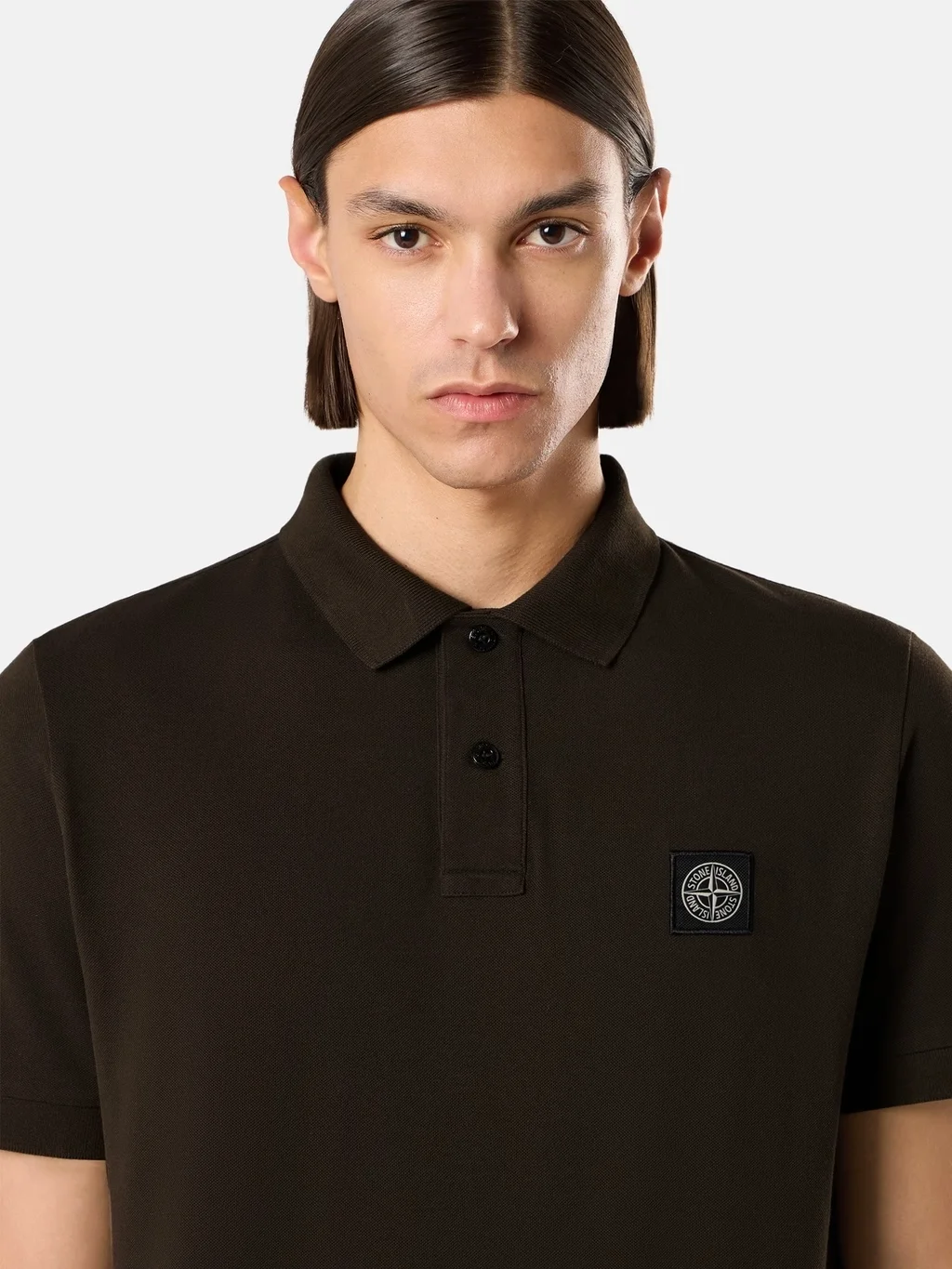 Мужское поло Stone Island Slim Fit Short-sleeve With Compass Patch, угольно-серый — фото 4