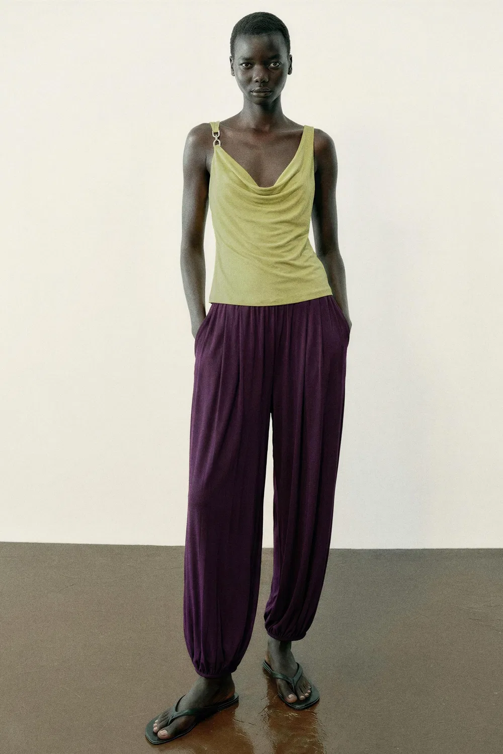 Брюки Саруэль ZARA, Dark aubergine