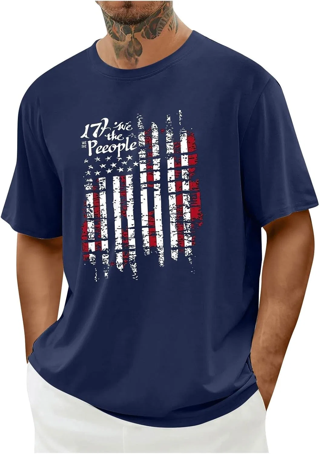 Мужская футболка с американским флагом Independence Day Graphic Tee, Blue