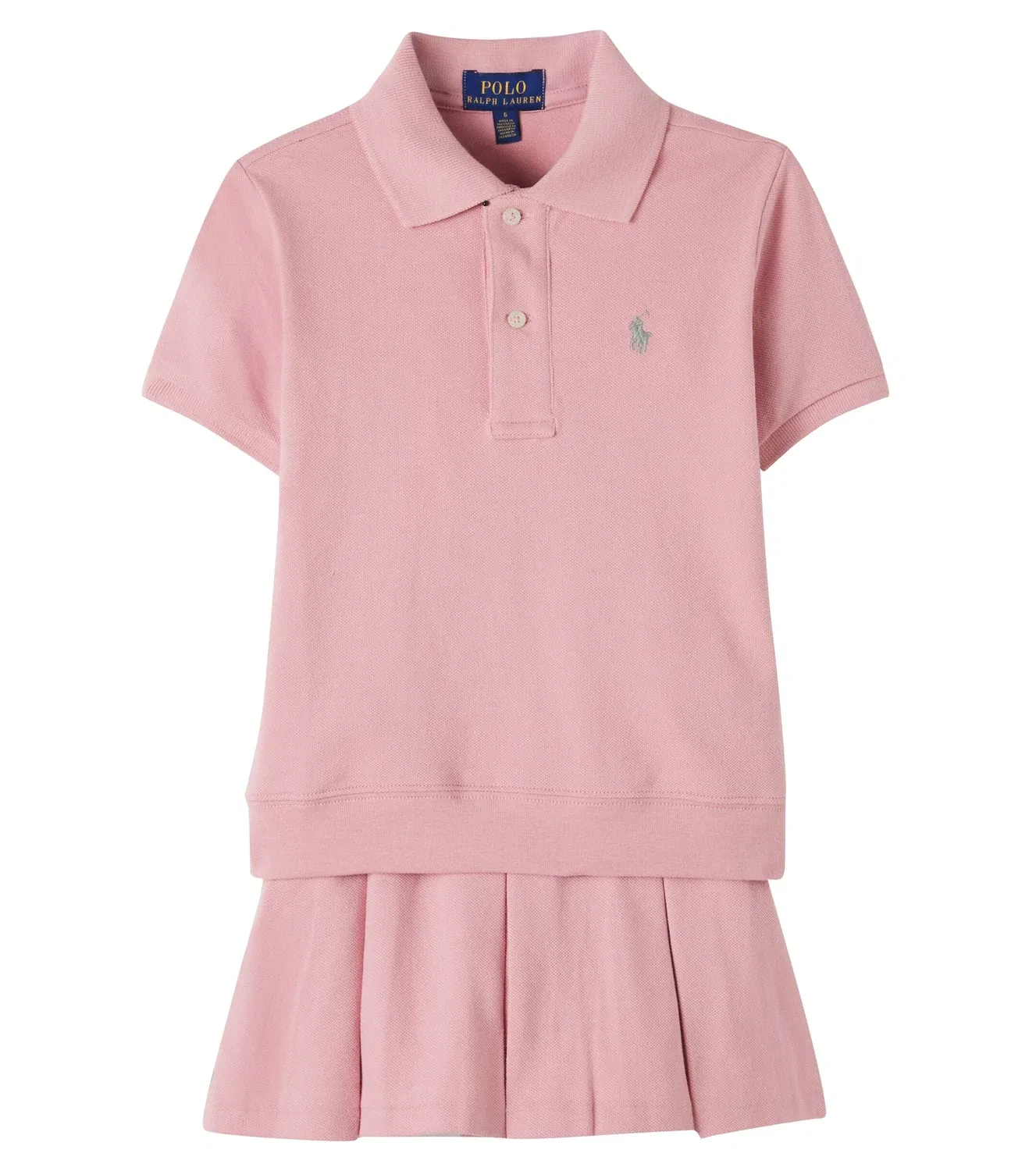Комплект из рубашки поло из хлопкового пике и юбки Polo Ralph Lauren Kids, розовый