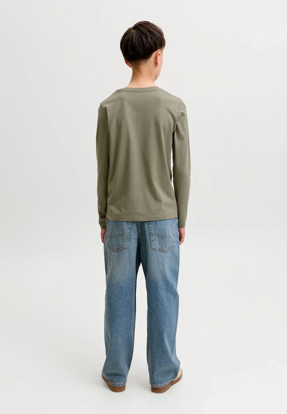 Футболка Jjelogo ls 2 col aw26/25 2pk mp jnr - футболка с длинными рукавами Jack & Jones Junior, Vetiver Pack Aw Sky Captain Aw — фото 4