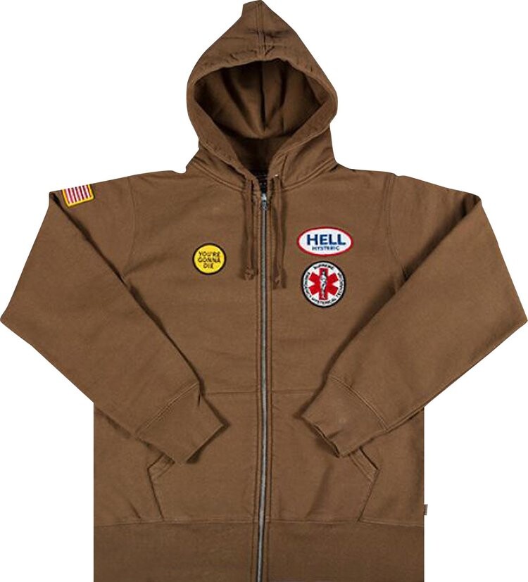 Толстовка Supreme Hysteric Glamour Patches Zip Up Sweatshirt 'Brown', коричневый — фото 2