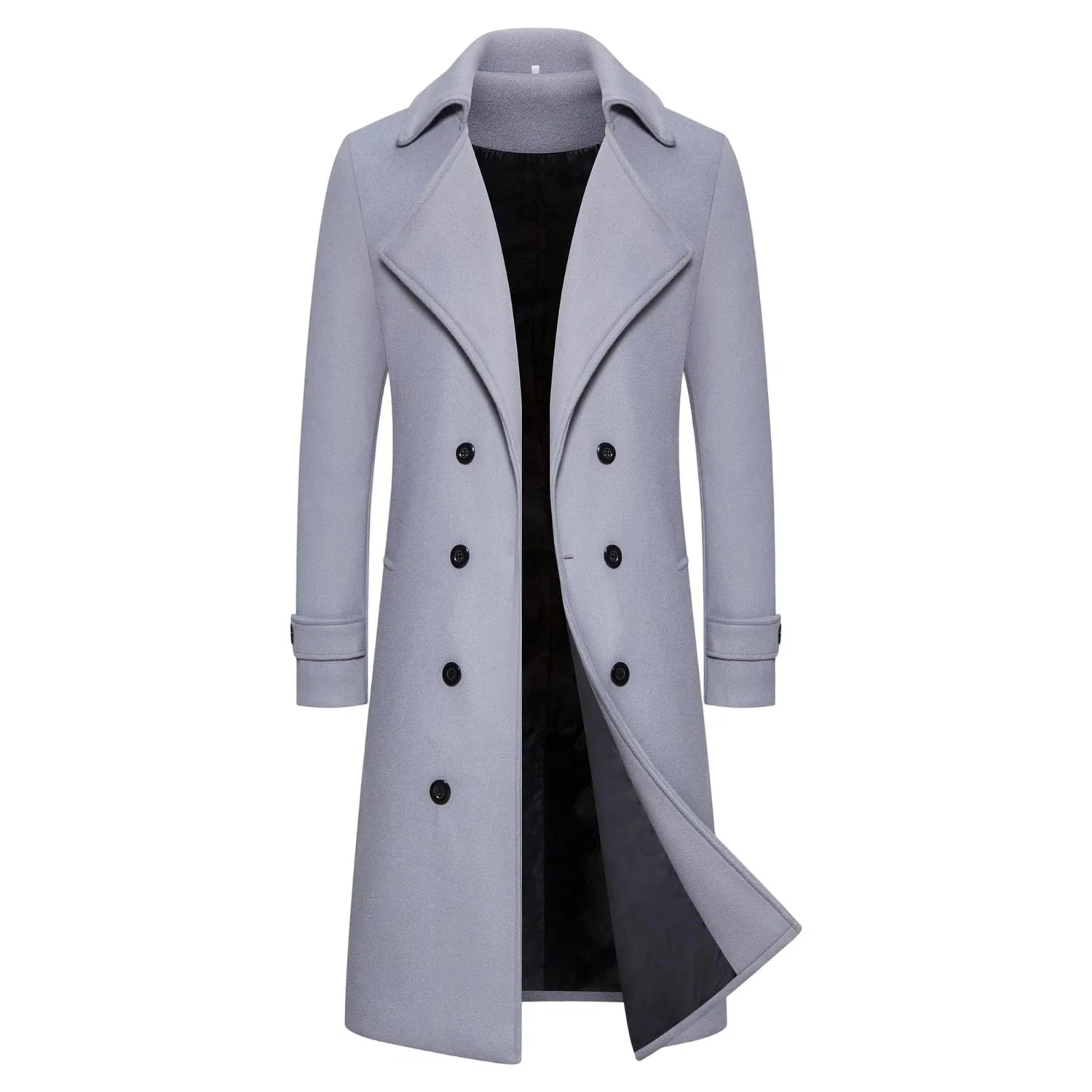 Женское шерстяное пальто с двубортной застежкой, bright grey (ral 7035)