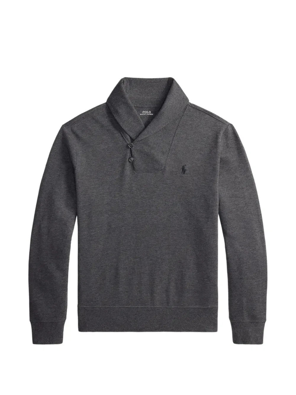 Свитер с воротником-шалькой и вышивкой Pony Polo Ralph Lauren, серый
