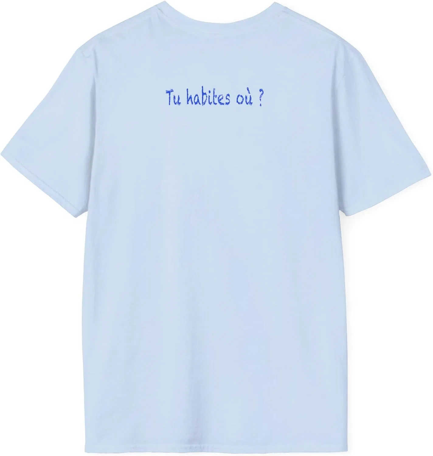 Женская футболка с пингвином и французской цитатой Gildan 64000, Light Blue — фото 2