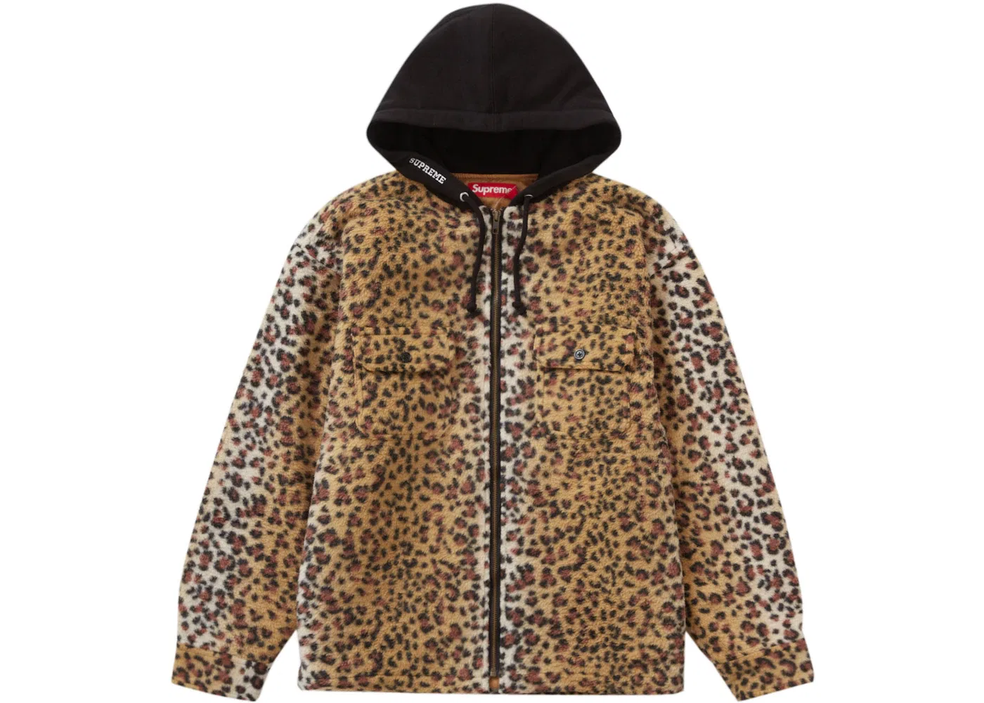 Мужская флисовая куртка с капюшоном Supreme, Brown Leopard