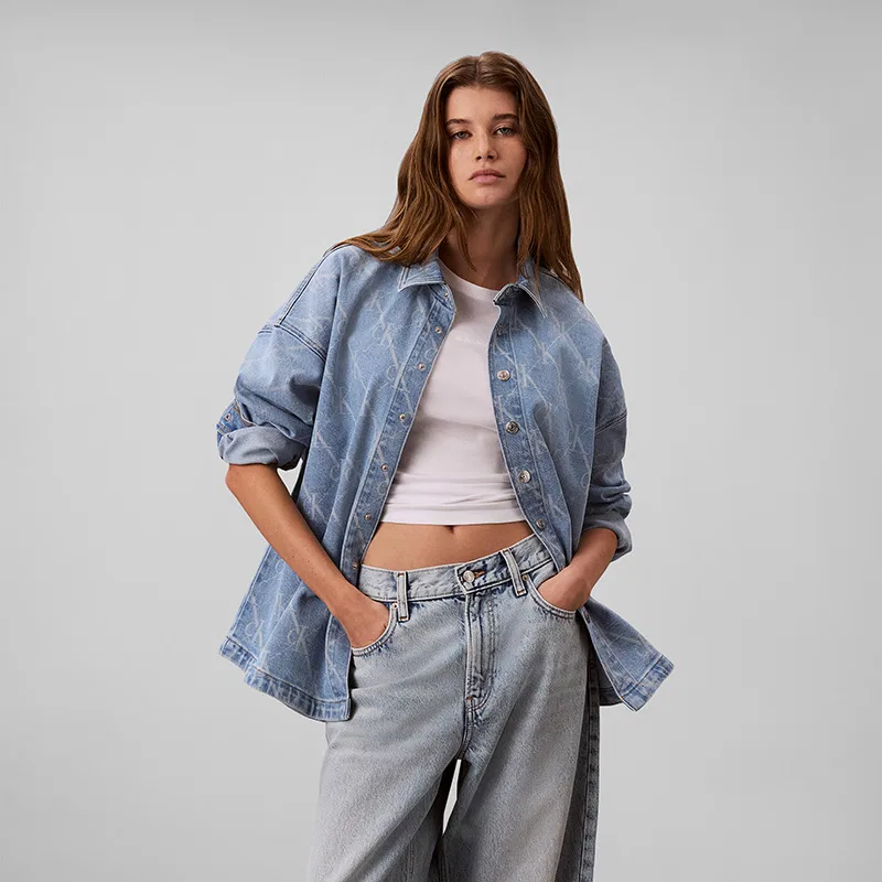 Женская рубашка с отложным воротником Calvin Klein, Denim Light Blue — фото 4
