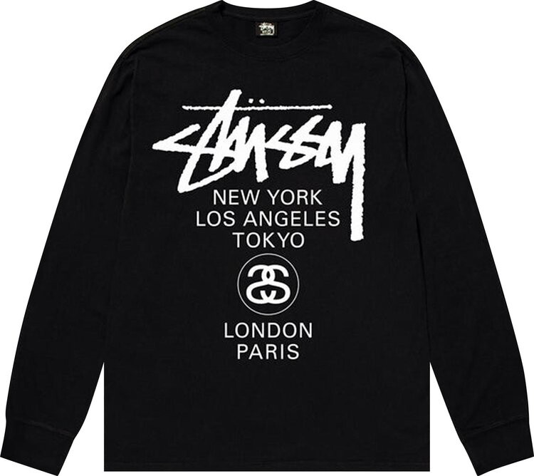 

Лонгслив Stussy World Tour Long-Sleeve Tee 'Black', черный