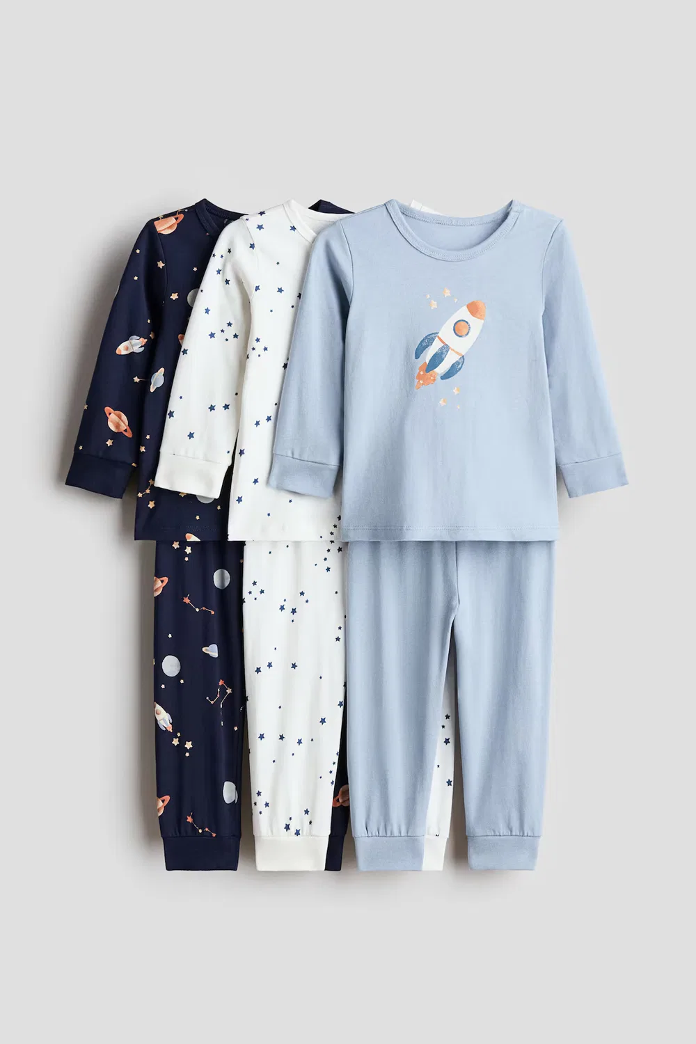 Комплект из 3 пижам из хлопка с принтом H&M, Blau/Weltraum
