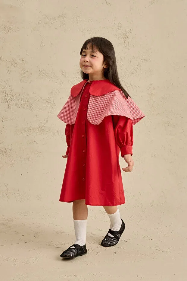 Детское платье для девочек с длинным рукавом Fahhar Kids, Red — фото 4