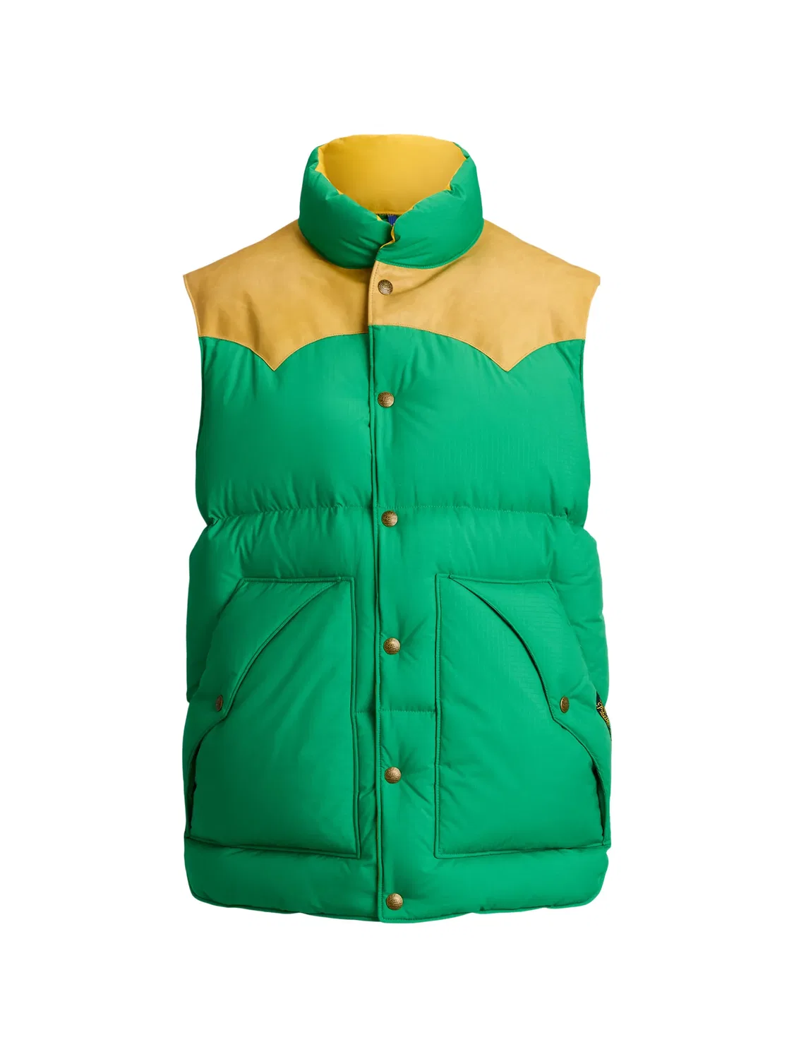 Жилет стеганый с контрастной кокеткой Polo Ralph Lauren, зеленый