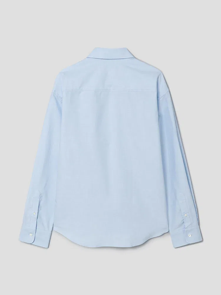 Рубашка с вышивкой Boxy Long Sleeves AMI PARIS, Bleu Ciel — фото 2
