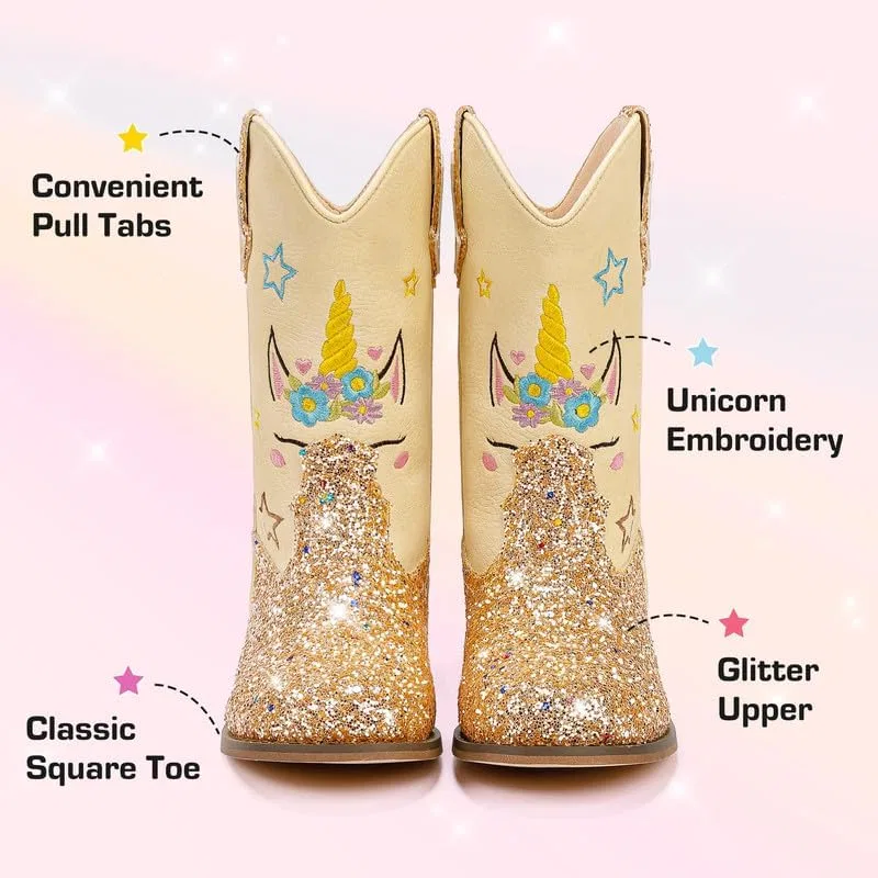 Детские сапоги для девочек с принтом Unicorn Motasha, Unicorn Gold — фото 4