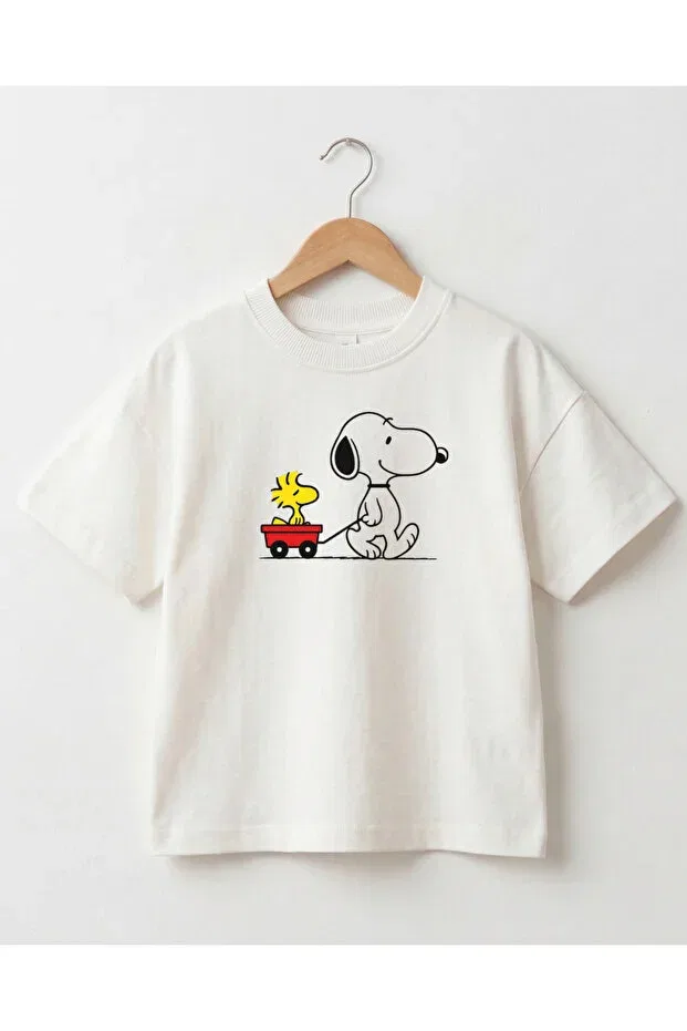 Детская футболка оверсайз с принтом Children'S oversize printed t-shirt with bicycle character pattern Babytex, Ecru