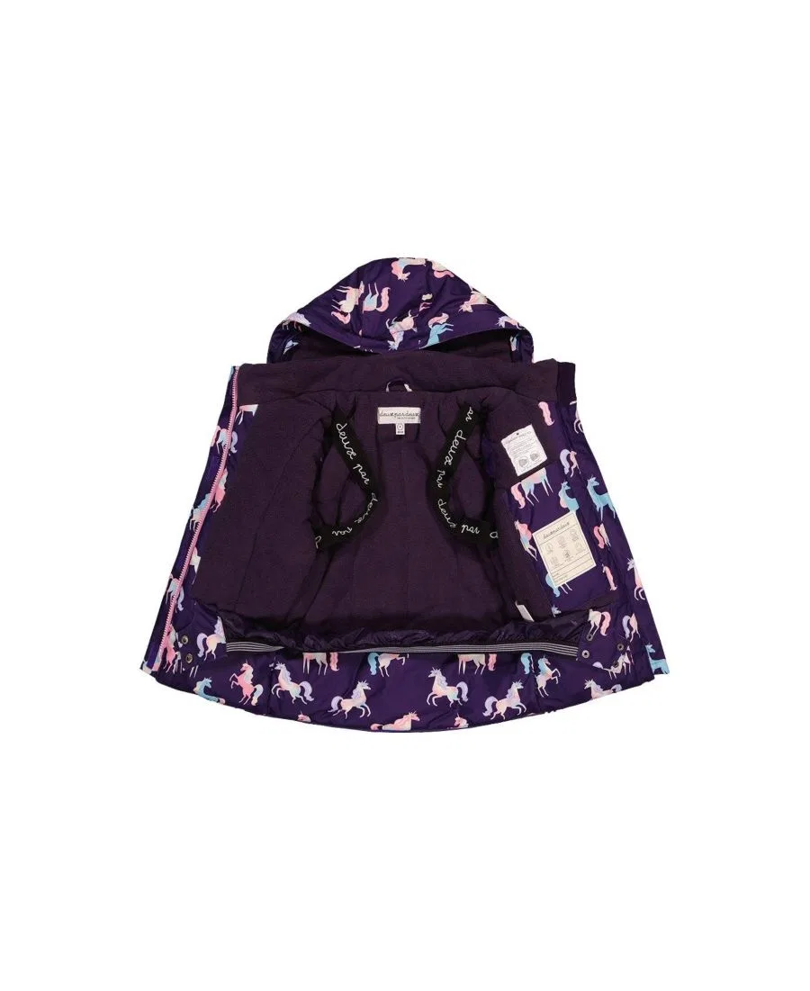 Теплый двухкомплектный зимний комбинезон с принтом Unicorn Print Deux par Deux, Purple Unicorn Print — фото 4