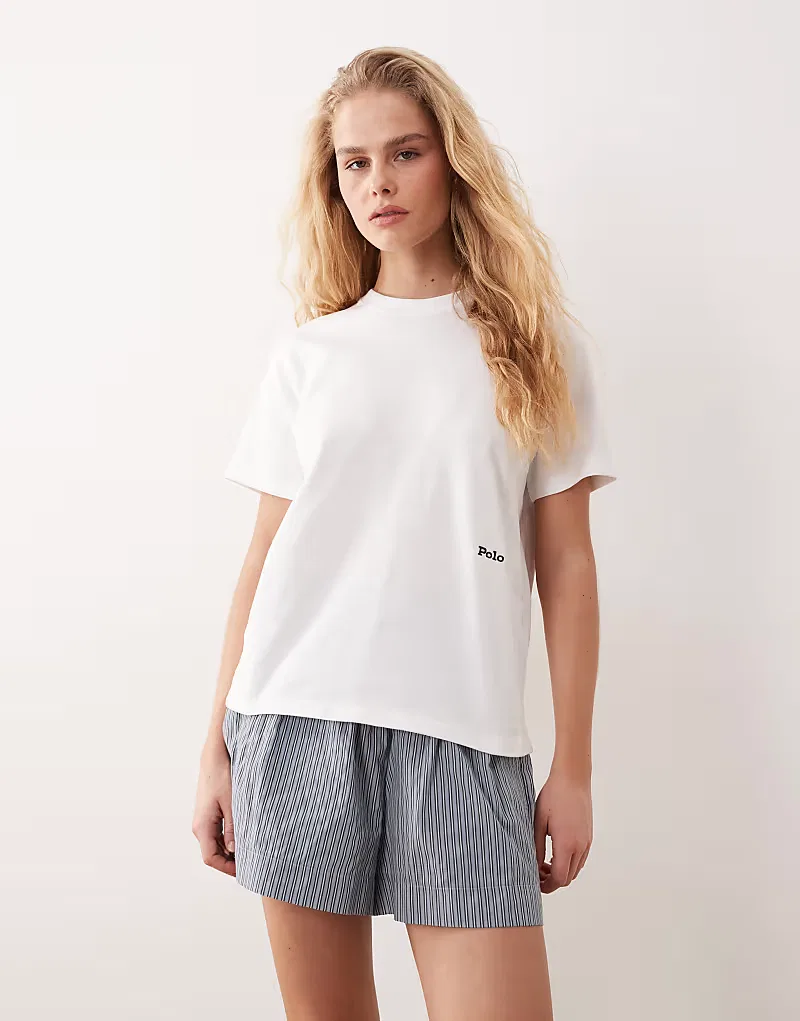 Футболка Polo Ralph Lauren с крупным логотипом на спине, плотная, белая — фото 2