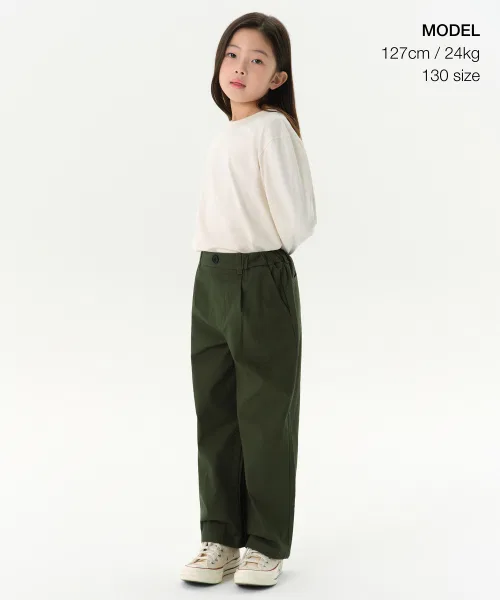 Детское футболка с длинным рукавомRelaxed Crew Neck Long Sleeve T-Shirt MUSINSA STANDARD KIDS, Cream — фото 2