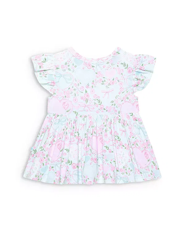 Детский комплект для девочек с воланами Josephine Peplum Ruffled Bummie Set Posh Peanut, синий — фото 3