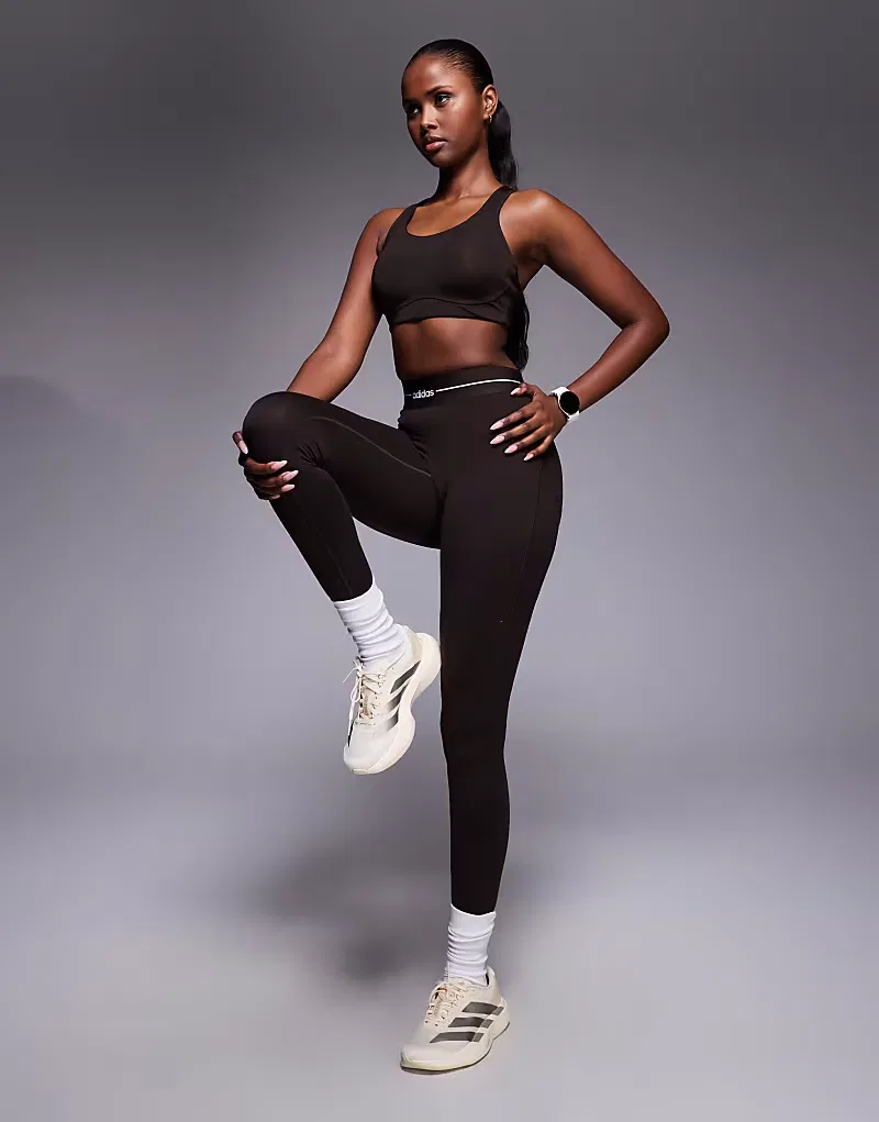 Спортивный бюстгальтер Adidas Training Optime с высокой поддержкой, кофейно-коричневый — фото 3