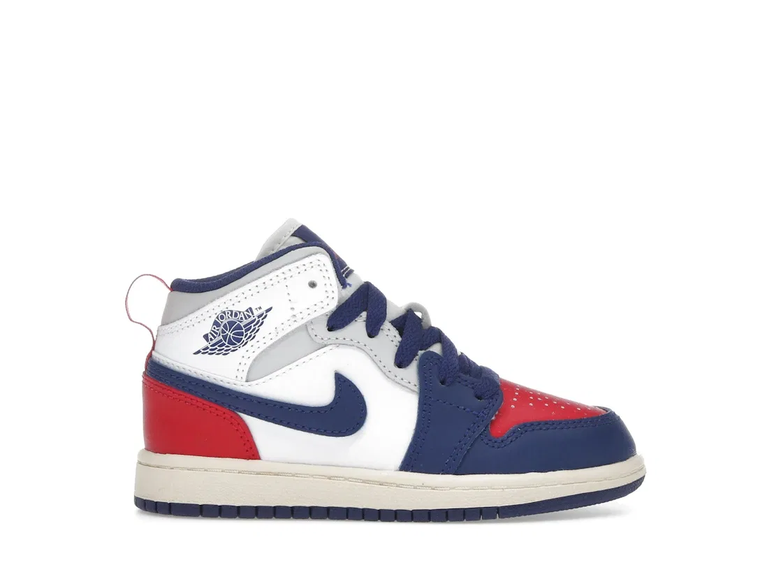 Детские кроссовки Lifestyle Jordan 1 Mid Jordan, White/University Red/Neutral Grey/Deep Royal Blue