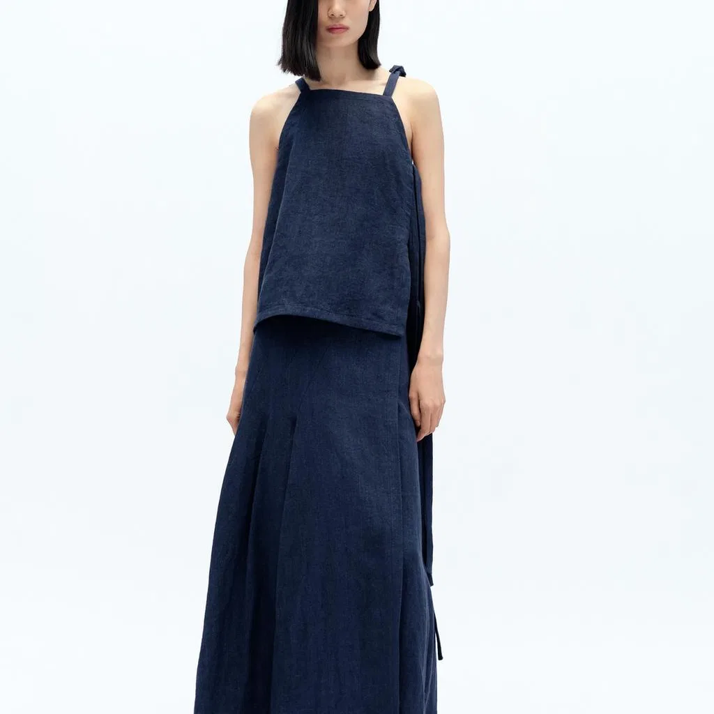 Женская майка на бретелях с принтом Fanglu Lin, ZARA, Indigo — фото 4