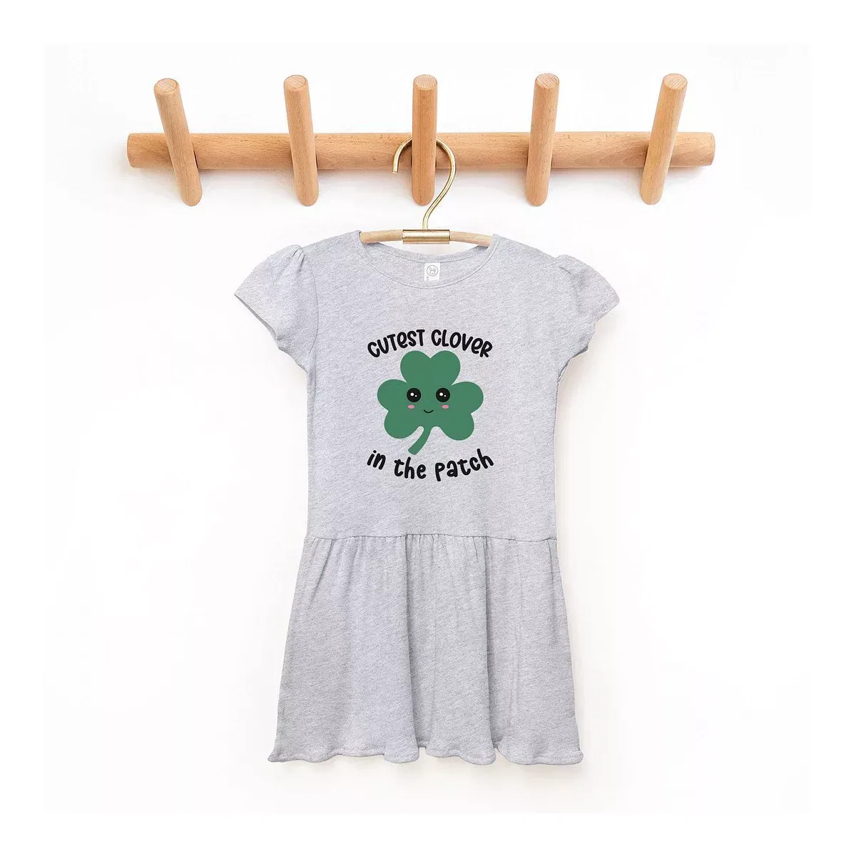Детское платье для девочек с принтом Cutest Clover The Juniper Shop, Heather Grey