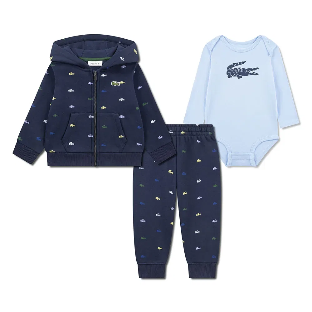 Комплект из флисовой кофты с принтом и брюк Lacoste Kids, синий