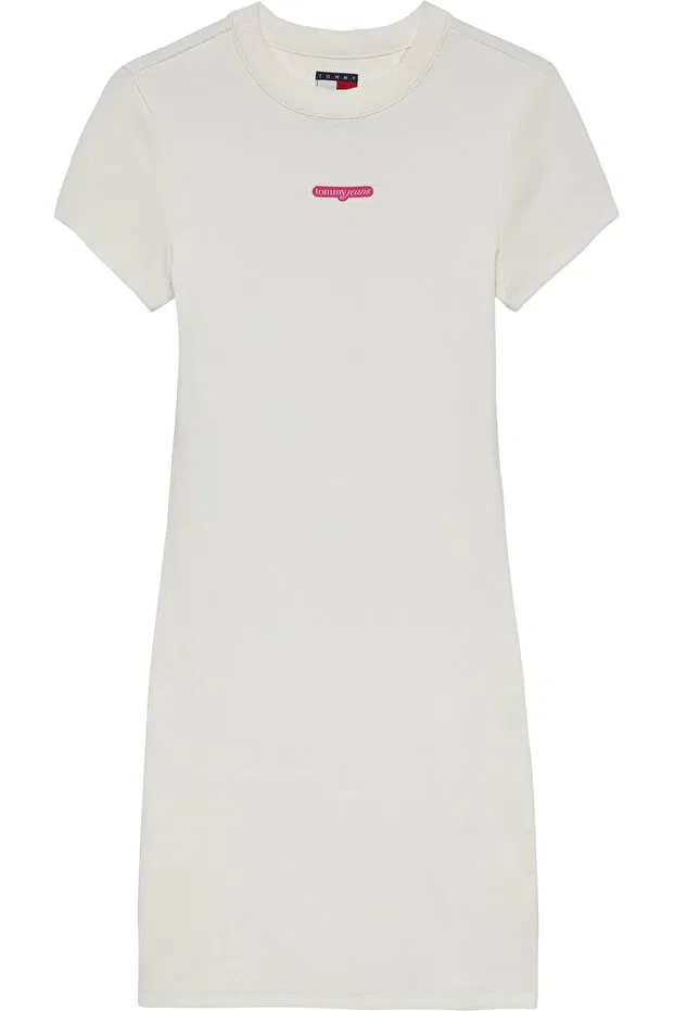 Женское мини-платье из рибаны с принтом Script Mini Rib Dress Tommy Hilfiger, White