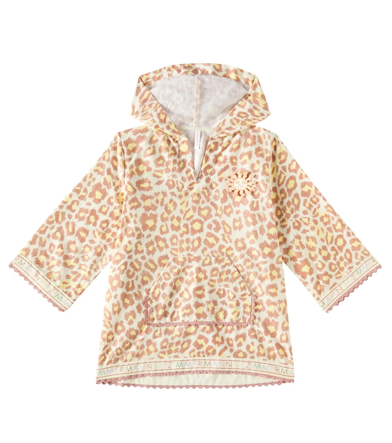 Хлопковое платье Уайли с принтом ZIMMERMANN Kids, бежевый