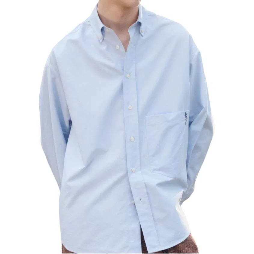 Мужская рубашка с отложным воротником Light Blue ZARA, Light Blue — фото 4