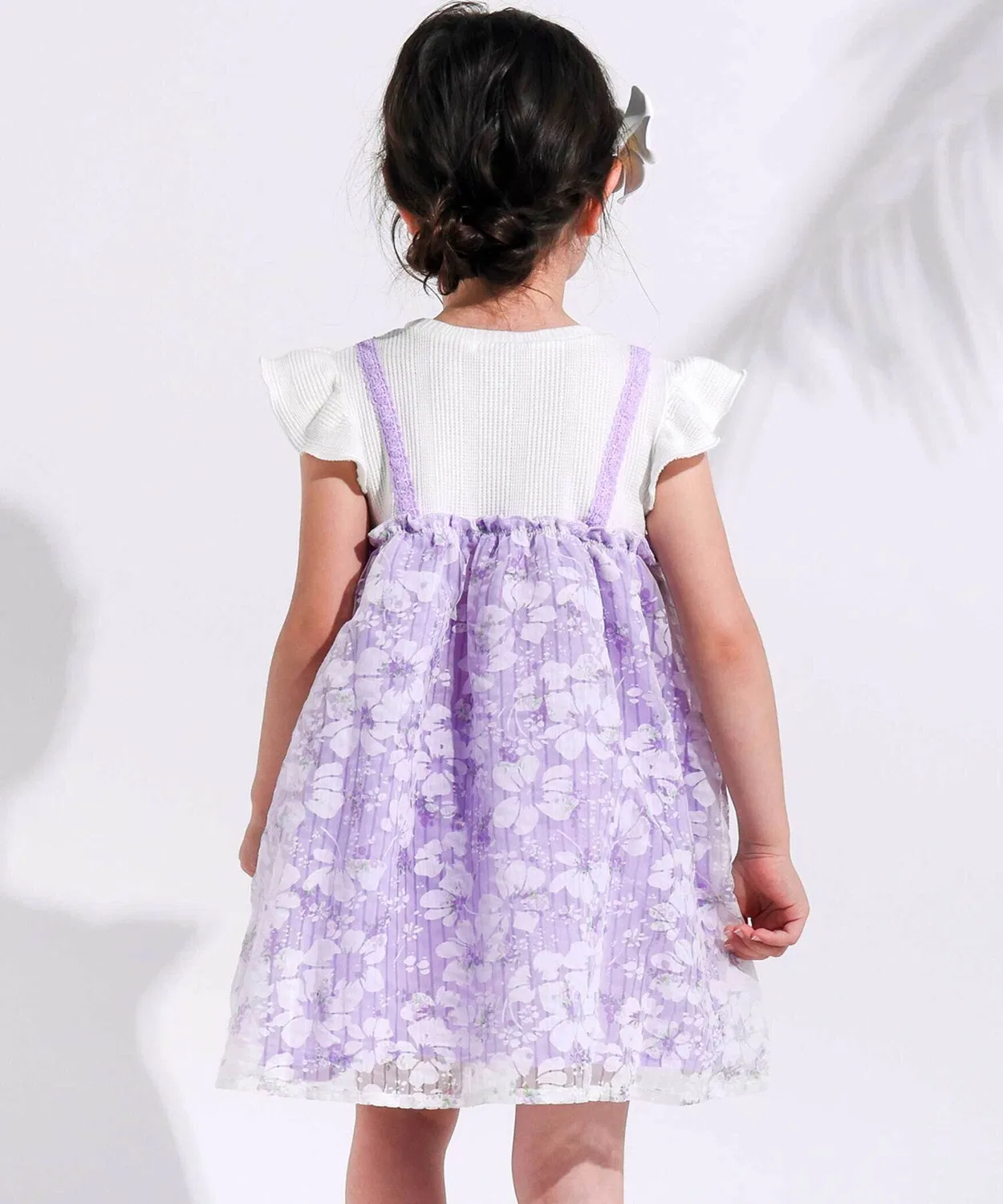 Детское платье для девочек с принтом Hibiscus All-Over Bisque Dress SLAP SLIP, Pink — фото 3