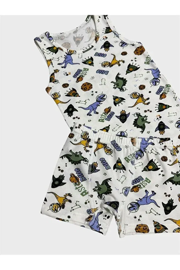 Детский комплект для мальчиков хлопковый с принтом Boxer Shorts Elmas Kids, White — фото 3