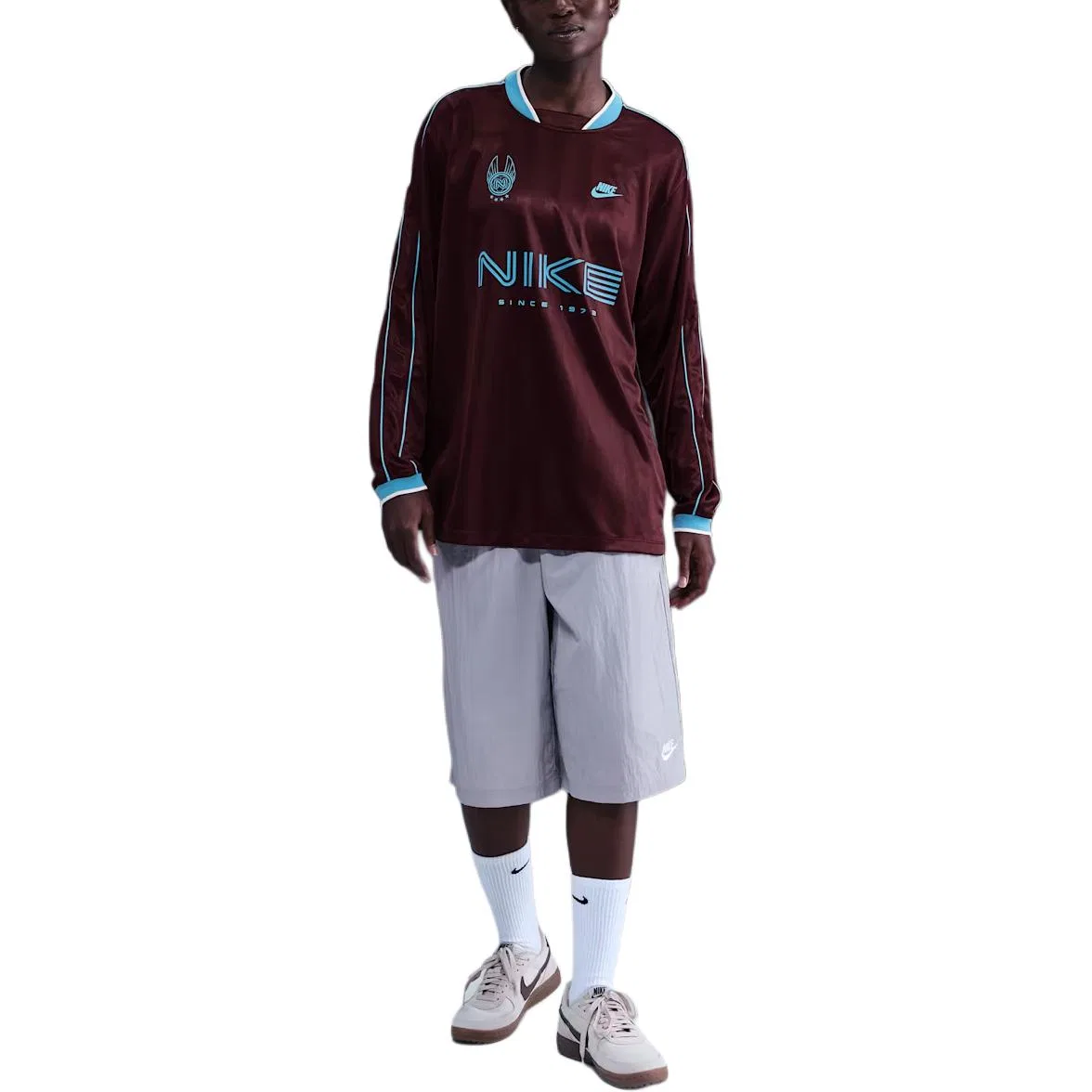 Женский лонгслив из джерси с длинным рукавом Nike, Burgundy Shredding — фото 4