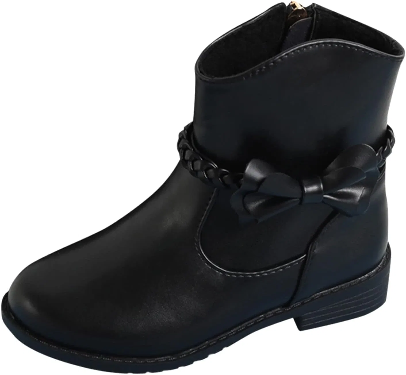 Детские сапоги для девочек с бантом и косами WGRIF, Black