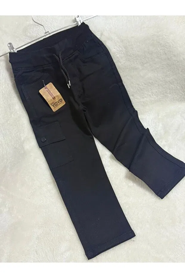 Детские брюки для девочек хлопковые карго Butik, Black — фото 2