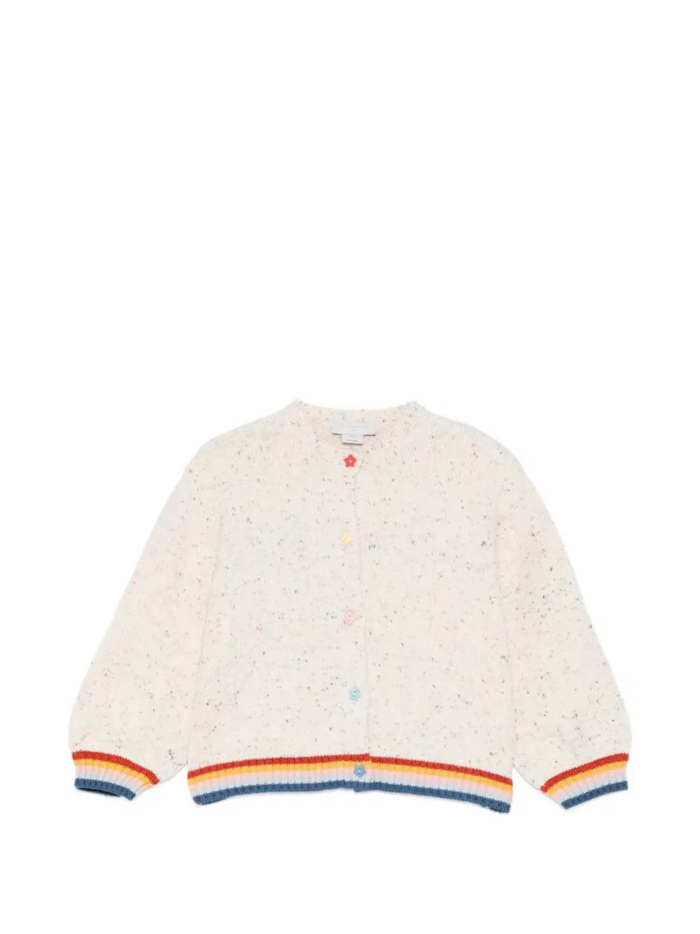 Кардиган в крапинку с радужными полосками Stella Mccartney Kids, бежевый