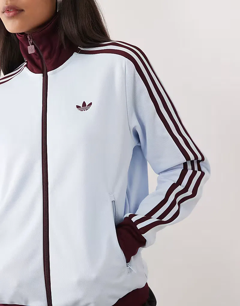 Классическая спортивная куртка Adidas Originals в светло-голубом и бордовом х — фото 3