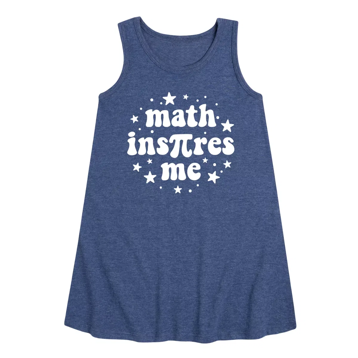 Детское платье-трапеция без рукавов Math Inspires Me Instant Message, Heather Navy