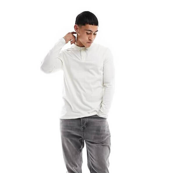 

Поло с длинным рукавом New Look Regular Fit, белый