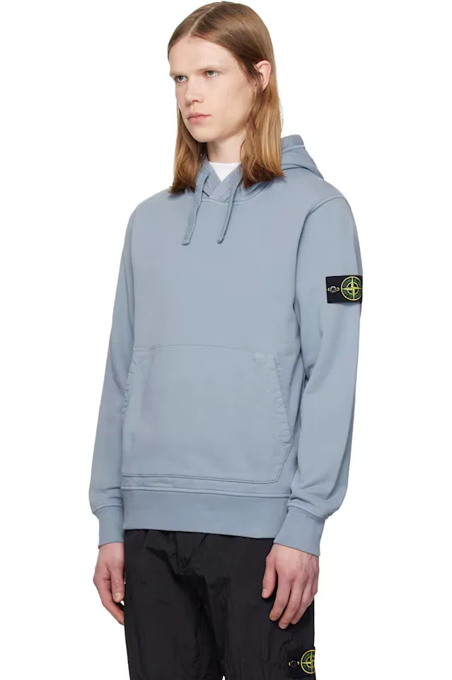Худи из органического хлопка синий Stone Island — фото 4