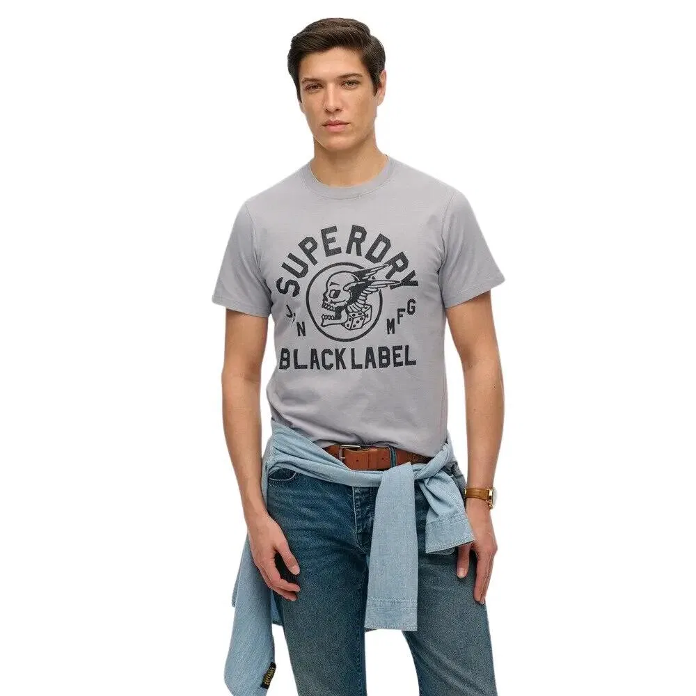 Мужская футболка с принтом Black Label Superdry, Grau Kohlengrau — фото 2