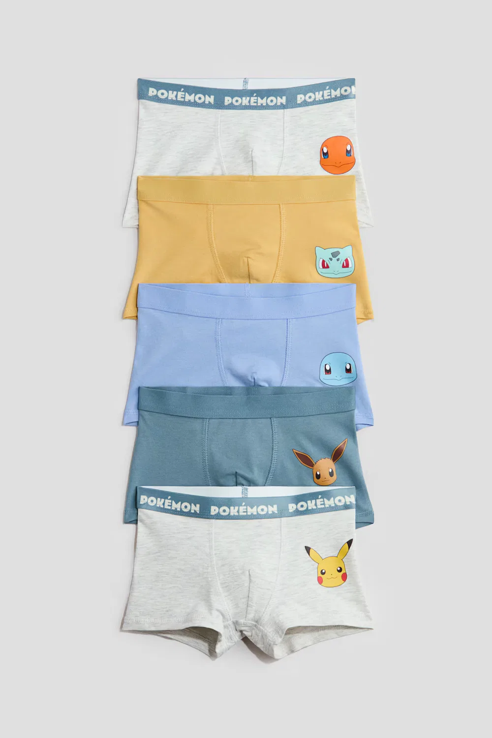 Комплект из 5 хлопковых боксеров с принтом H&M, Dunkeltürkis/Pokémon