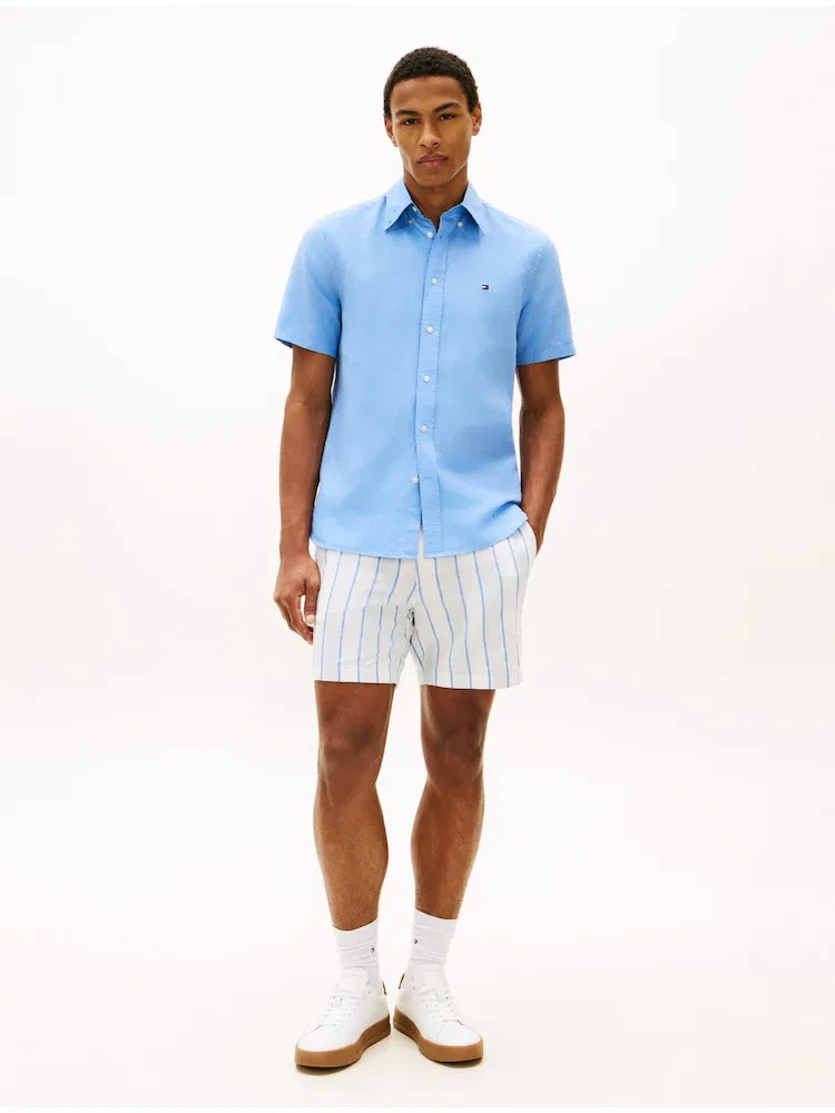 Рубашка с коротким рукавом из льна, Regular fit TOMMY HILFIGER, Sky Blue — фото 2