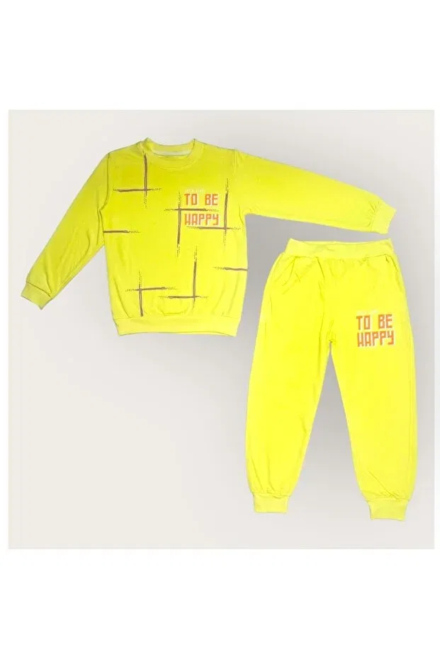 Детский спортивный костюм с принтом To be happy patterned tracksuit Mnk Baby&Kids, Yellow