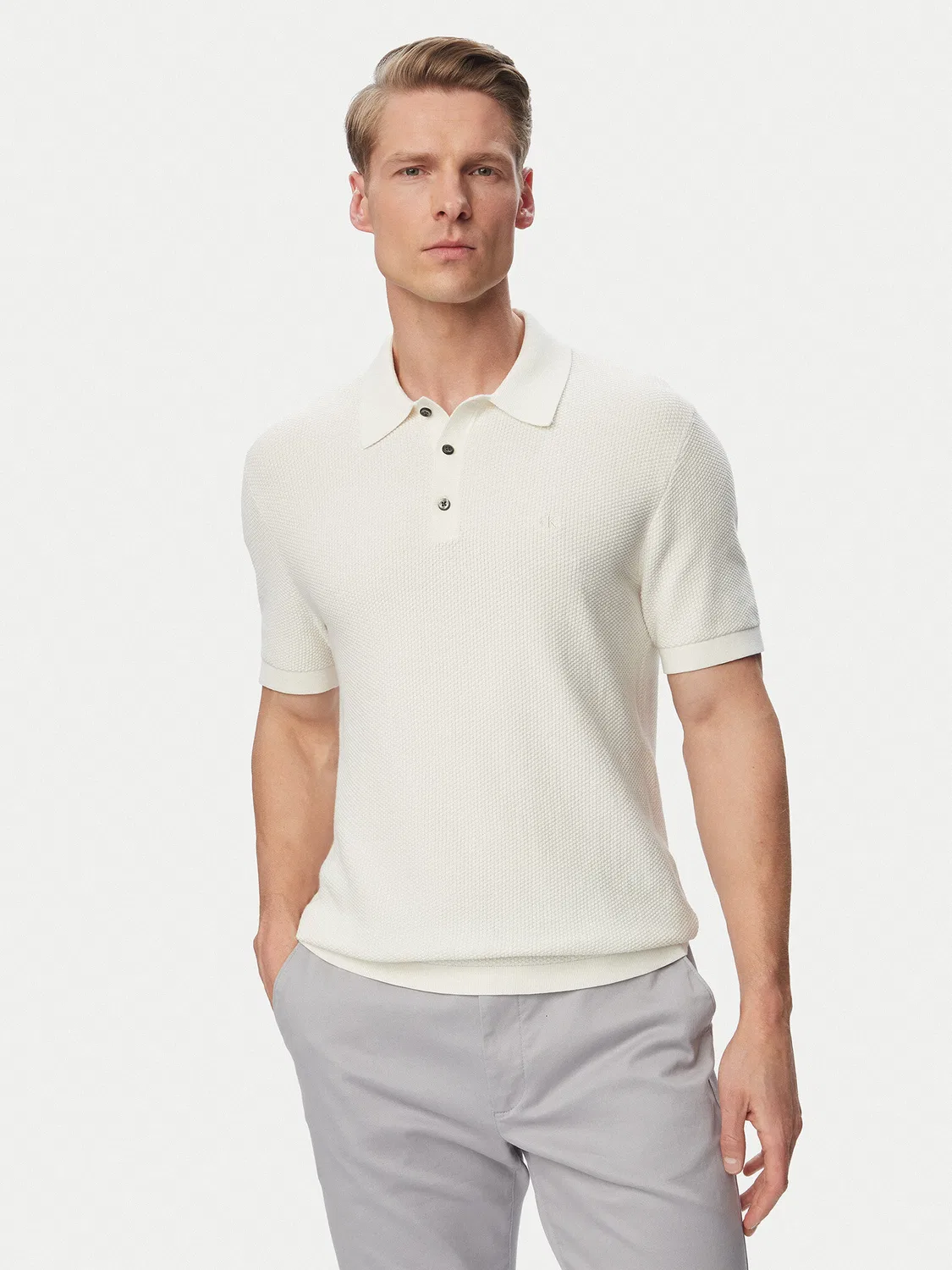 Мужское поло стандартного кроя Calvin Klein, кремовый
